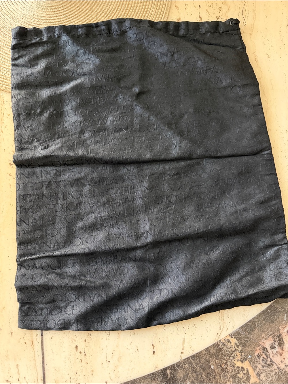Dolce & Gabbana Black Logo-Jacquard Dust Bag w/Drawstring Closure for Storage